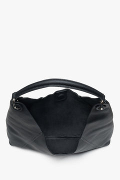 Elegant black hobo bag with roomy interior, perfect for A4 documents and daily use, Estro.