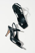 Women's Black Italian Leather Sandals with Stable Stiletto Heel Guglielmo Rotta ER00119714.
