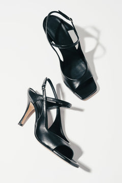 Women's Black Italian Leather Sandals with Stable Stiletto Heel Guglielmo Rotta ER00119714.