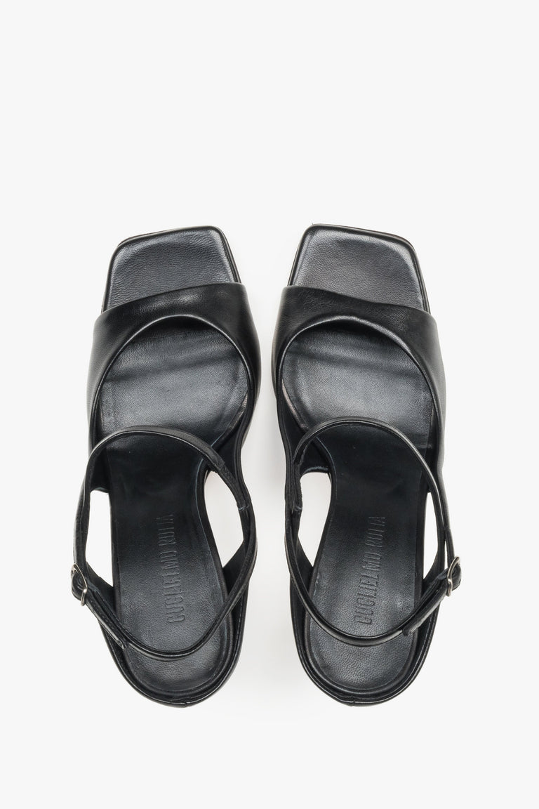 Luxury handcrafted Italian sandals in black leather, Guglielmo Rotta Summer Collection.