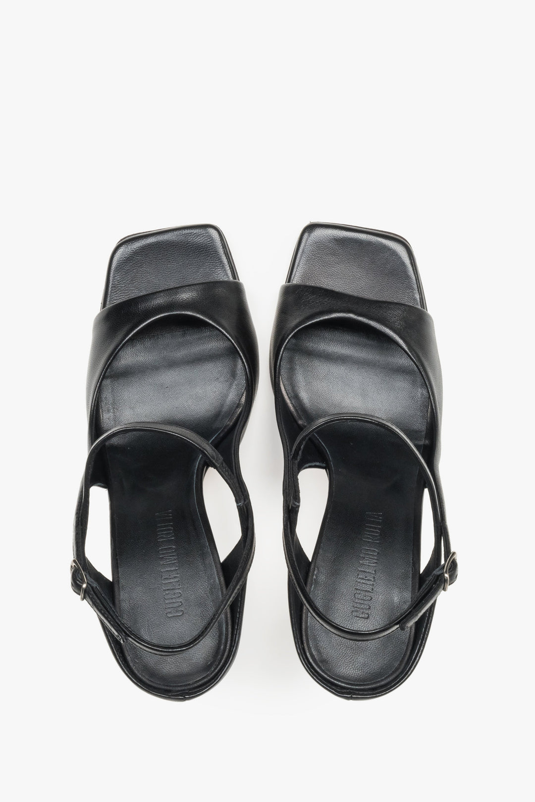 Luxury handcrafted Italian sandals in black leather, Guglielmo Rotta Summer Collection.
