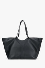 Women’s Black Italian Premium Genuine Leather Shopper Bag Estro ER00120420.
