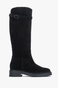 Women's Black Knee-High Boots in Premium Italian Genuine Velour Estro ER00120485.