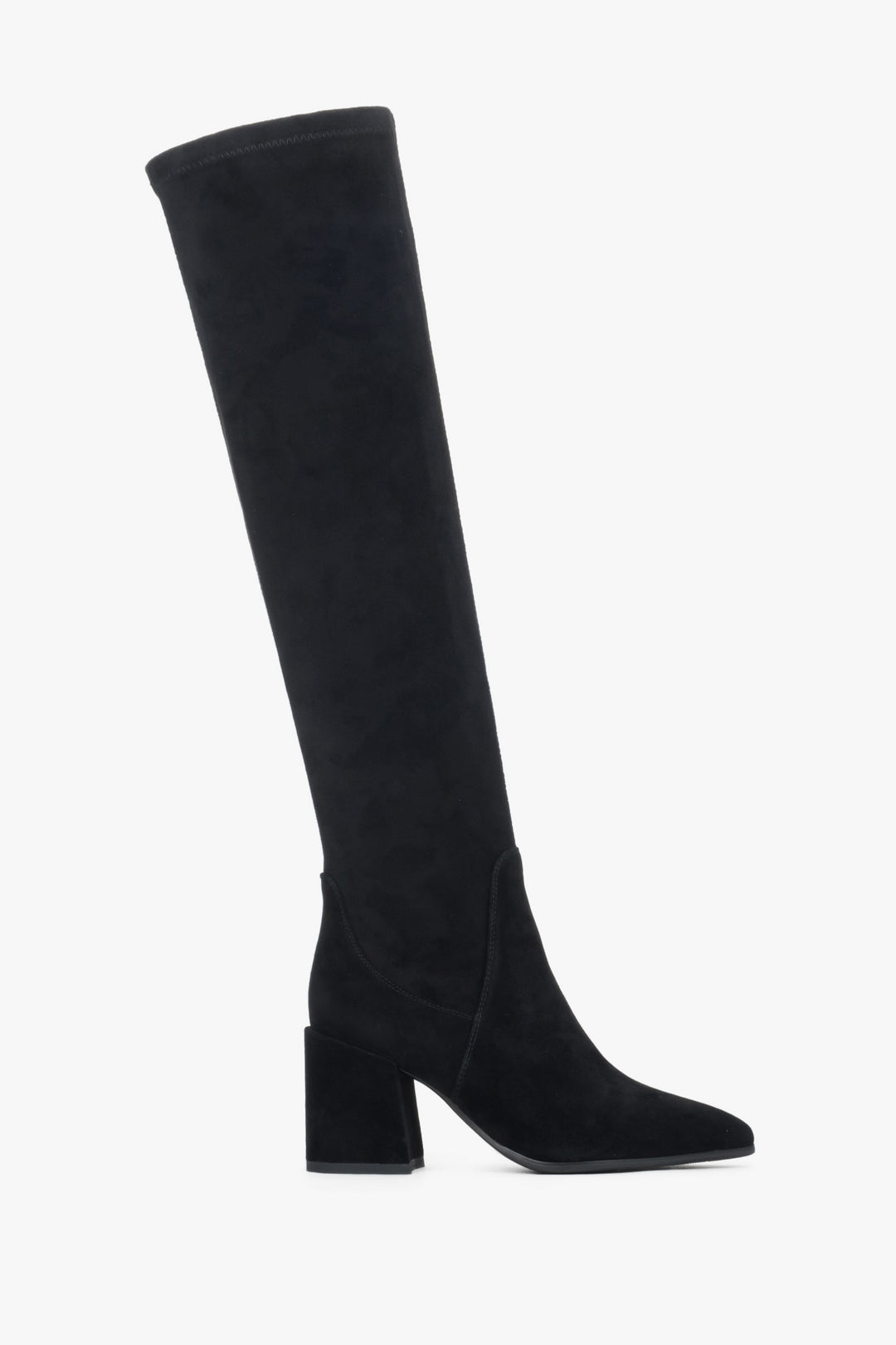 Women’s Black Knee-High Boots made of Genuine Velour Estro ER00118485.