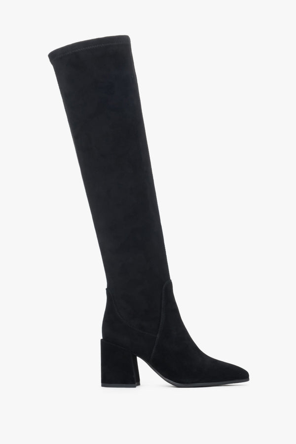 Women’s Black Knee-High Boots made of Genuine Velour Estro ER00118485.