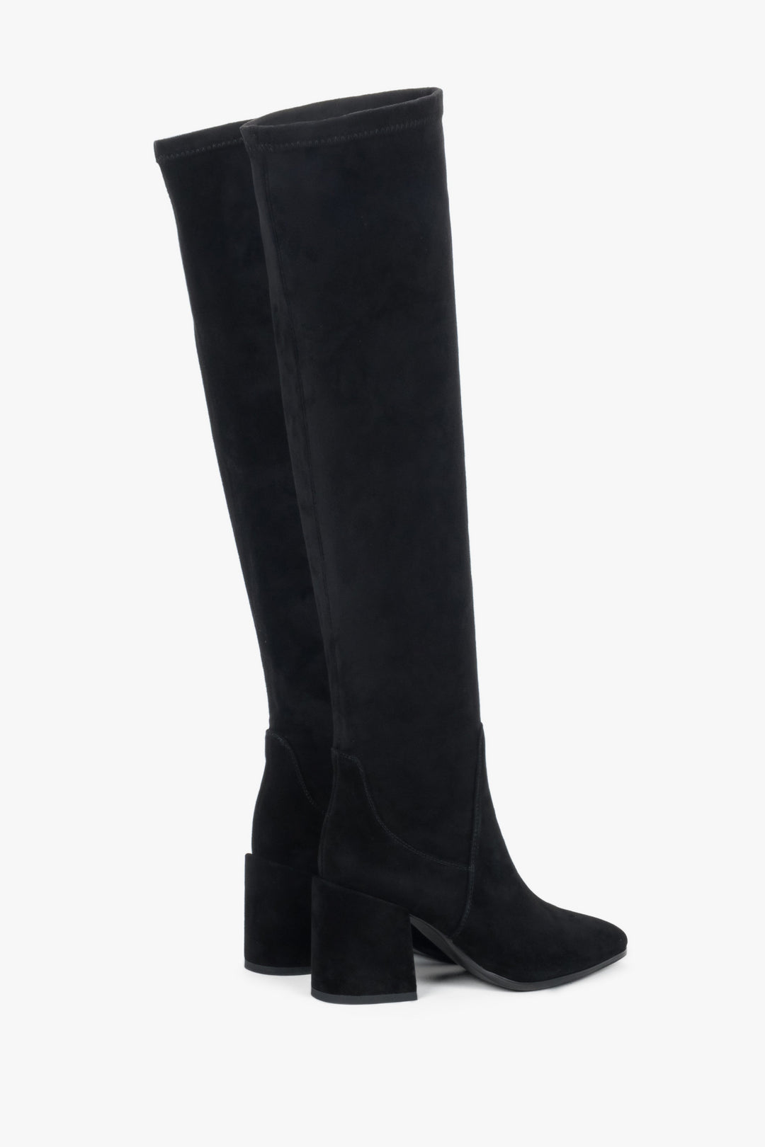 Black women’s high boots made of natural velour Estro.