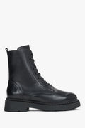 Women's Black Lace-Up Ankle Boots with Chunky Soles in Premium Italian Genuine Leather Estro ER00120867.