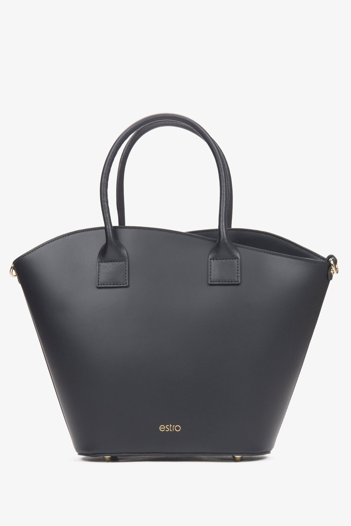 Estro large black shopper bag for women, crafted from premium Italian genuine leather.