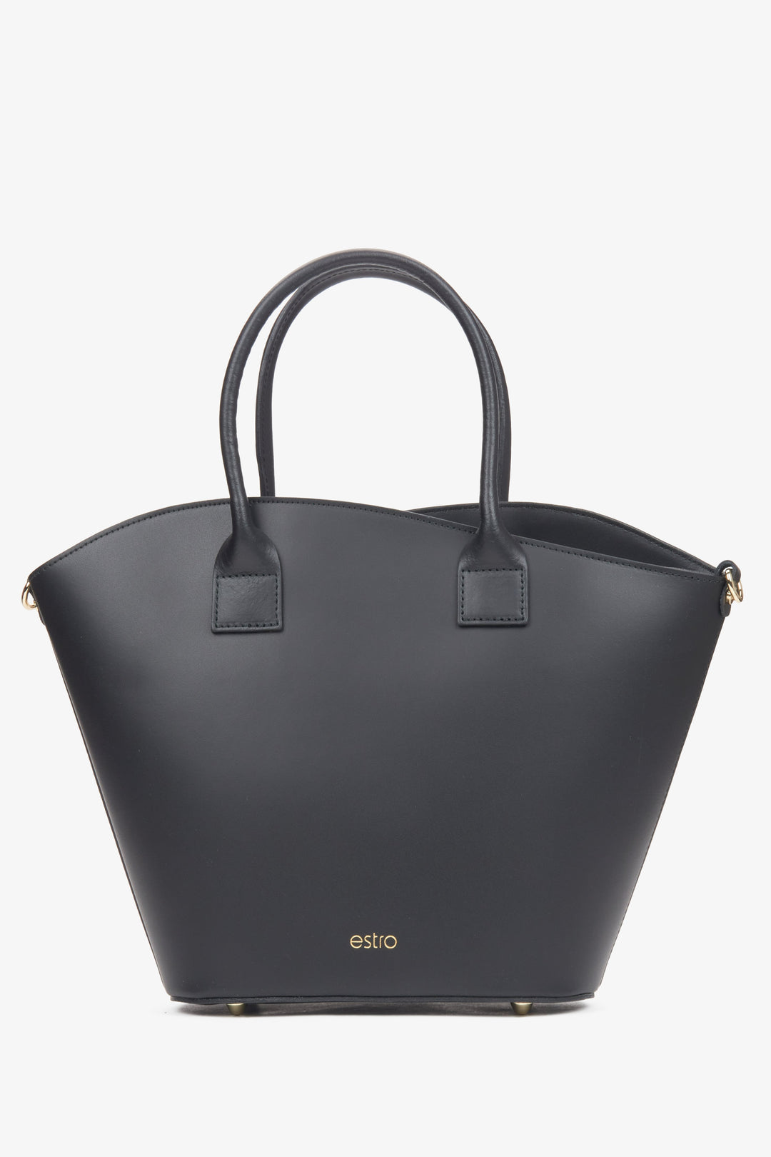 Estro large black shopper bag for women, crafted from premium Italian genuine leather.