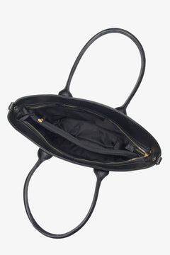Premium Italian genuine leather large black shoulder tote bag by Estro.