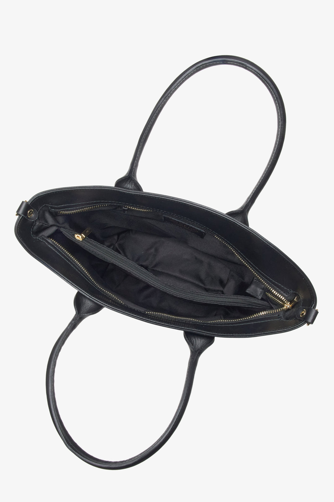 Premium Italian genuine leather large black shoulder tote bag by Estro.