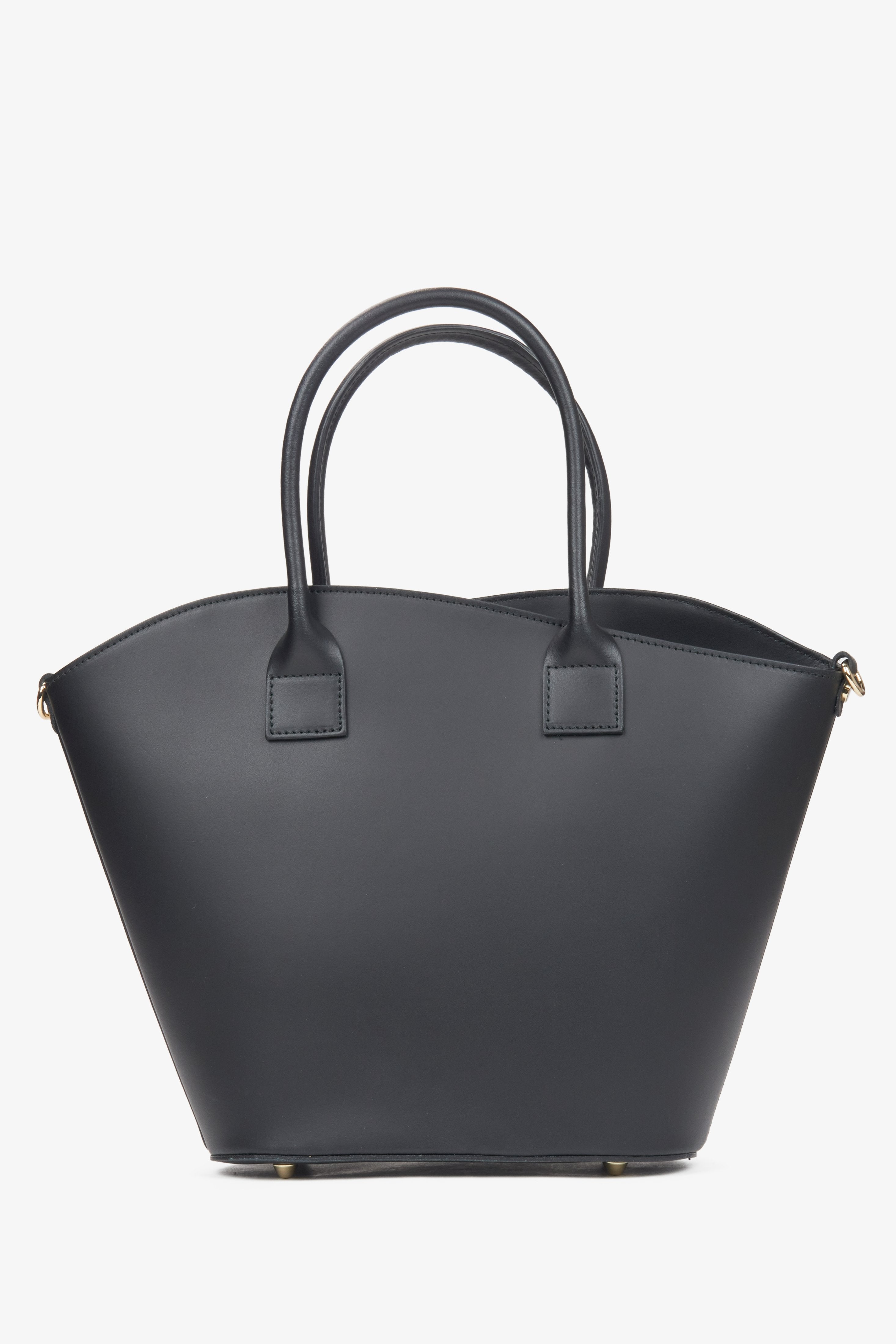 Spacious black shopper handbag made with premium Italian natural leather by Estro.