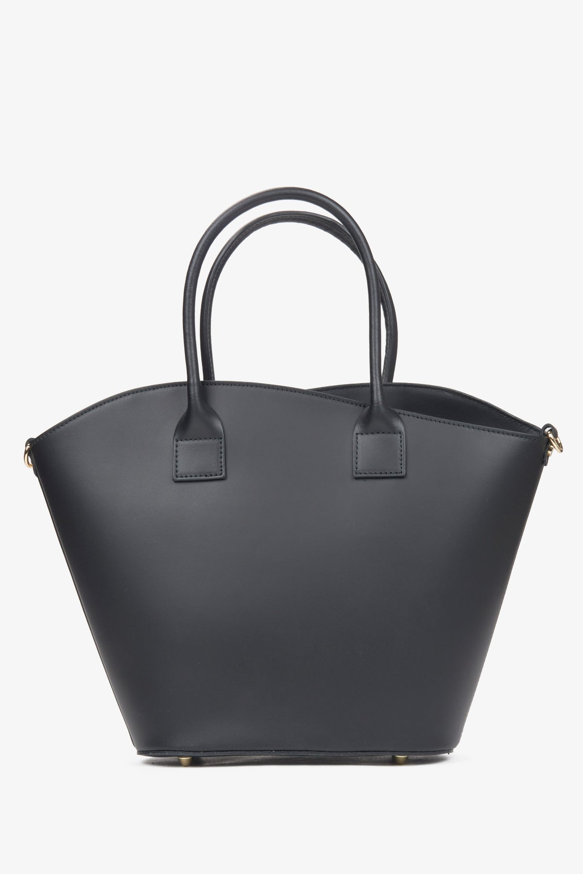 Spacious black shopper handbag made with premium Italian natural leather by Estro.