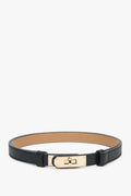 Women's Black Leather Belt with a Gold Buckle Estro ER00118254.