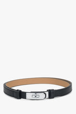 Women's Black Leather Belt with a Silver Buckle Estro ER00119009.