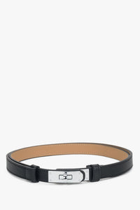 Women's Black Leather Belt with a Silver Buckle Estro ER00119009.
