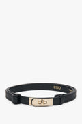 Women's Black Belt made of Premium Italian Genuine Leather with Gold Buckle Estro ER00118160.