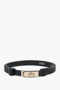 Women's Black Belt made of Premium Italian Genuine Leather with Gold Buckle Estro ER00118160.