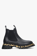 Women's Black Leather Chelsea Boots with Animal Print Estro ER00114061