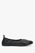 Black leather comfort ballerina flats for women by Estro.