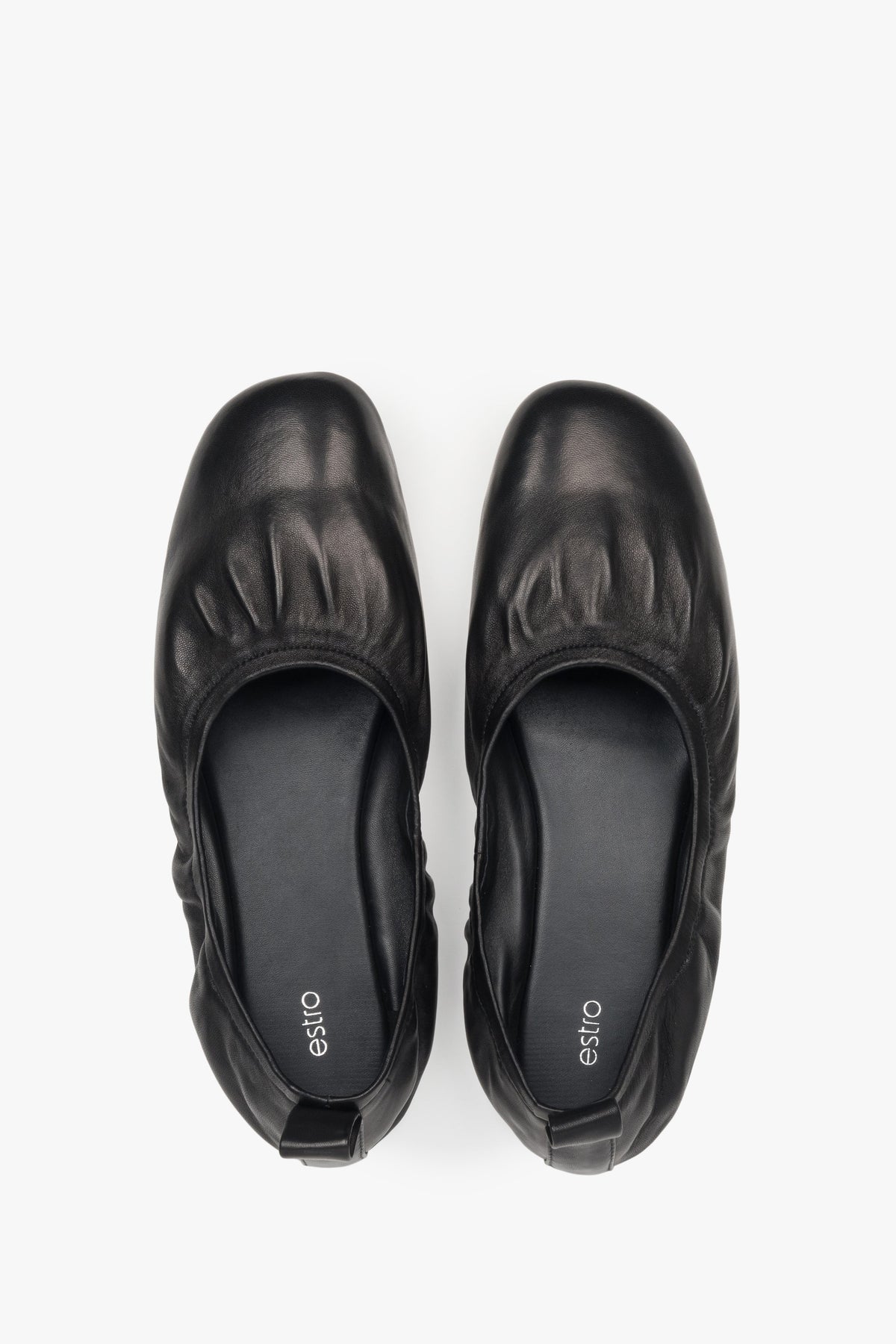 Comfortable black leather ballet flats by Estro.