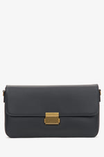 Women's Black Genuine Leather Crossbody Bag with Gold Hardware Estro ER00116637.