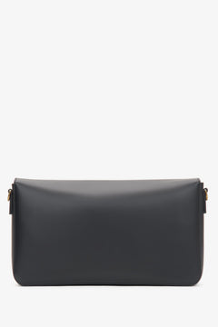 Women's crossbody bag, black, made of genuine leather, with gold hardware, Estro.