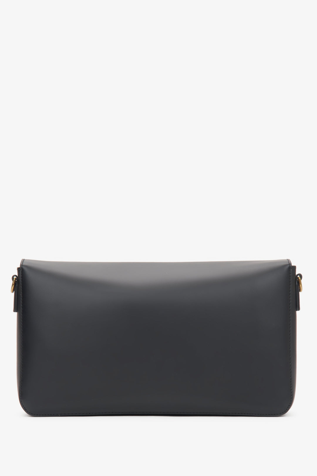 Women's crossbody bag, black, made of genuine leather, with gold hardware, Estro.