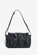 Women's Black Leather Crossbody Bag with Vertical Pleating Estro ER00120865.