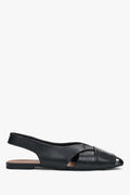 Women's Black Leather Flat Sandals with Closed Toe & Open Heel Estro ER00119641.