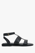 Women's Black Leather Flat Sandals with Wide Straps Estro ER00119684.