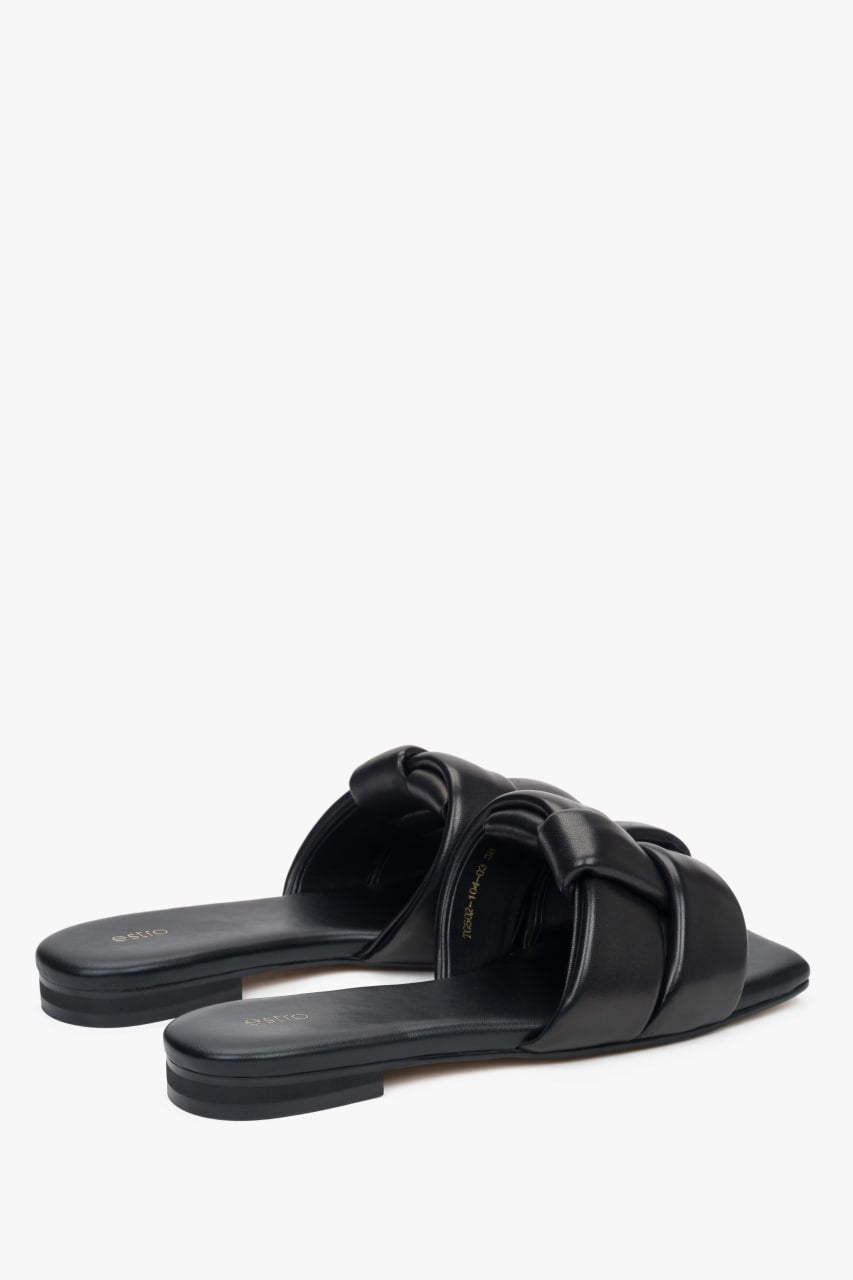 Estro ER00114724 women’s leather sandals in black, everyday comfortable footwear
