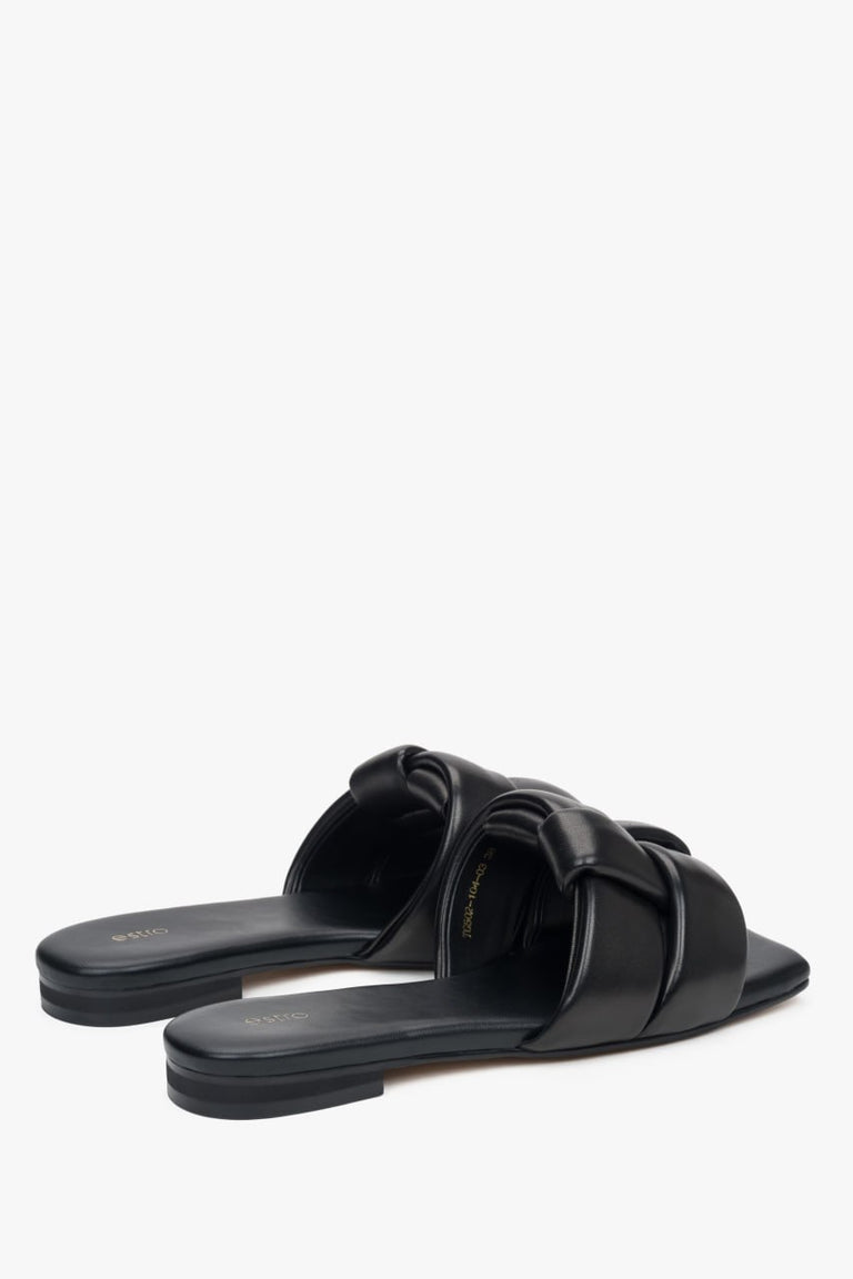 Estro ER00114724 women’s leather sandals in black, everyday comfortable footwear