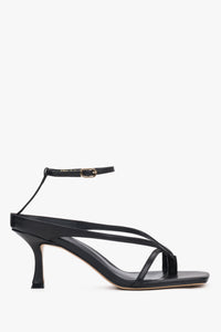 Women’s Black Leather Flip-Flop Style Sandals With Heel Estro ER00119738.