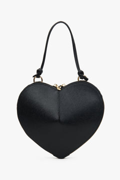 Womens Black Leather Heart-Shaped Bag Estro ER00117422.