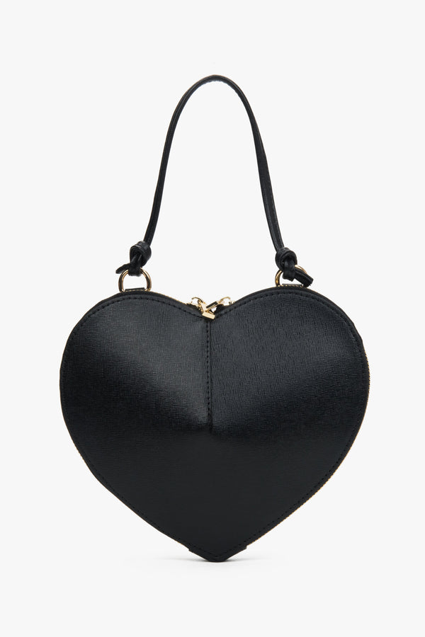 Womens Black Leather Heart-Shaped Bag Estro ER00117422.