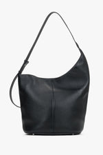 Women's black leather hobo shopper bag by Estro