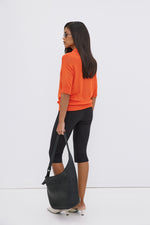 Women's Black Leather Hobo Shopper Bag Estro ER00119802.