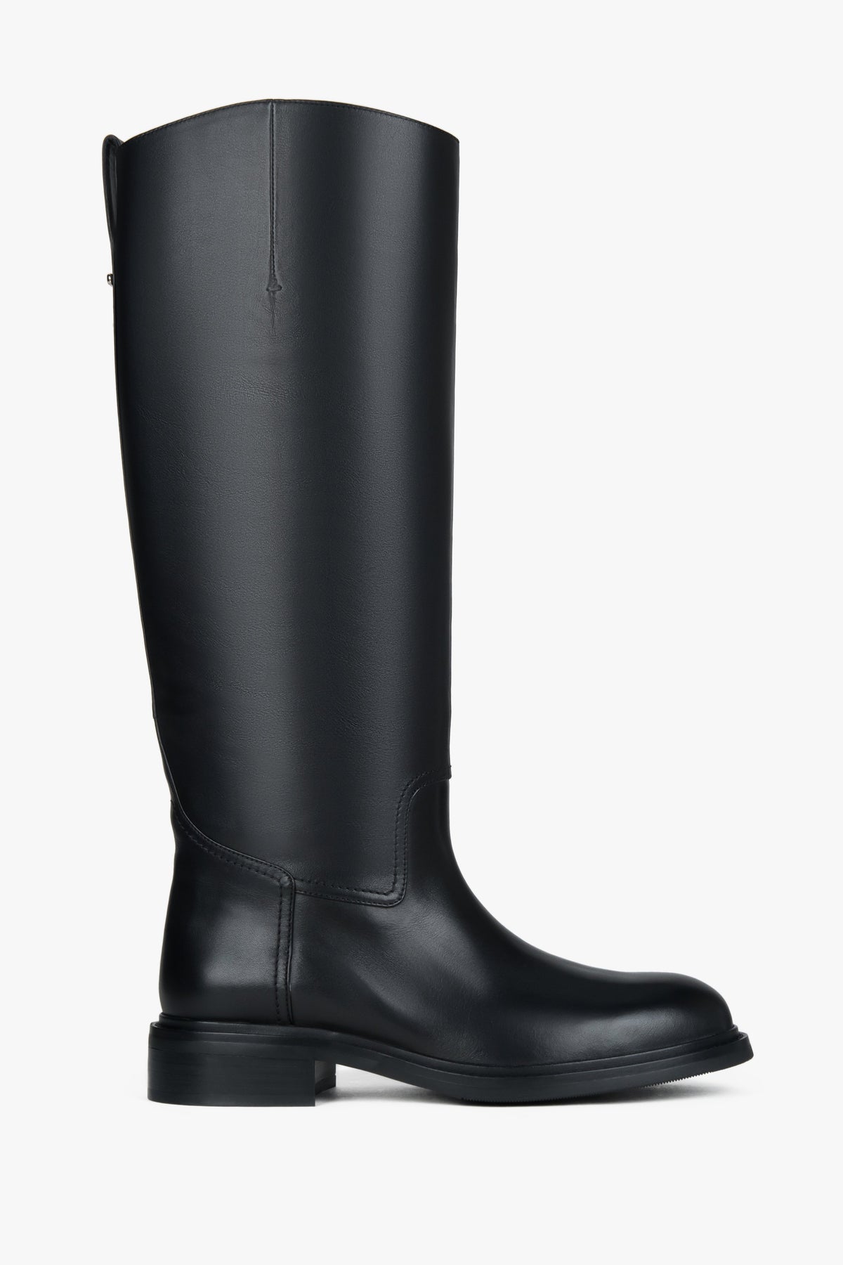 Black women’s leather knee-high boots with a wide shaft Estro ER00118022.