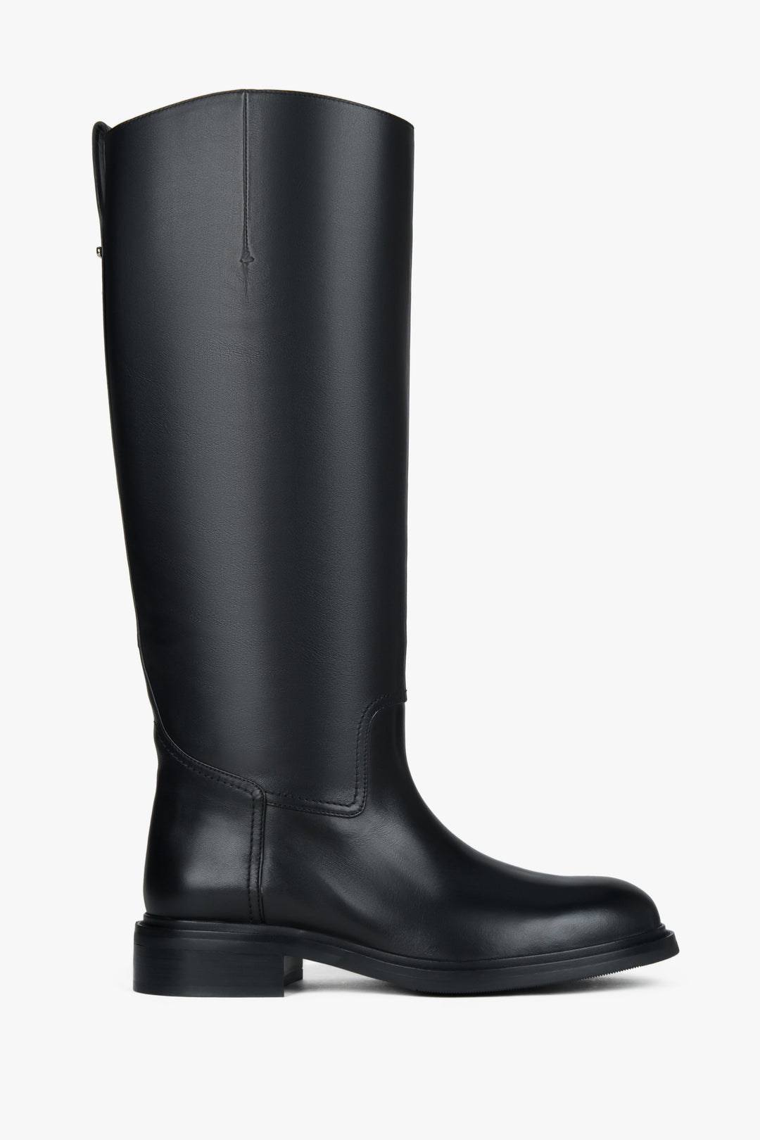 Black women’s leather knee-high boots with a wide shaft Estro ER00118022.