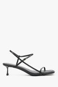 Women’s Black Leather Low-Heeled Sandals with Thin Straps Estro ER00119858.