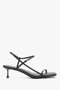 Women’s Black Leather Low-Heeled Sandals with Thin Straps Estro ER00119858.