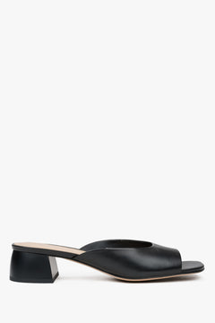 Women’s Black Leather Mules with Low Heel Estro ER00116908.