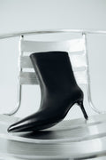 Women's Black Leather Pointed-Toe Stiletto Ankle Boots Estro ER00120762.