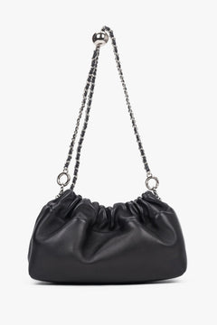 Women's black leather shoulder bag with additional strap