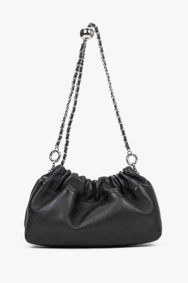 Women's black leather shoulder bag with additional strap