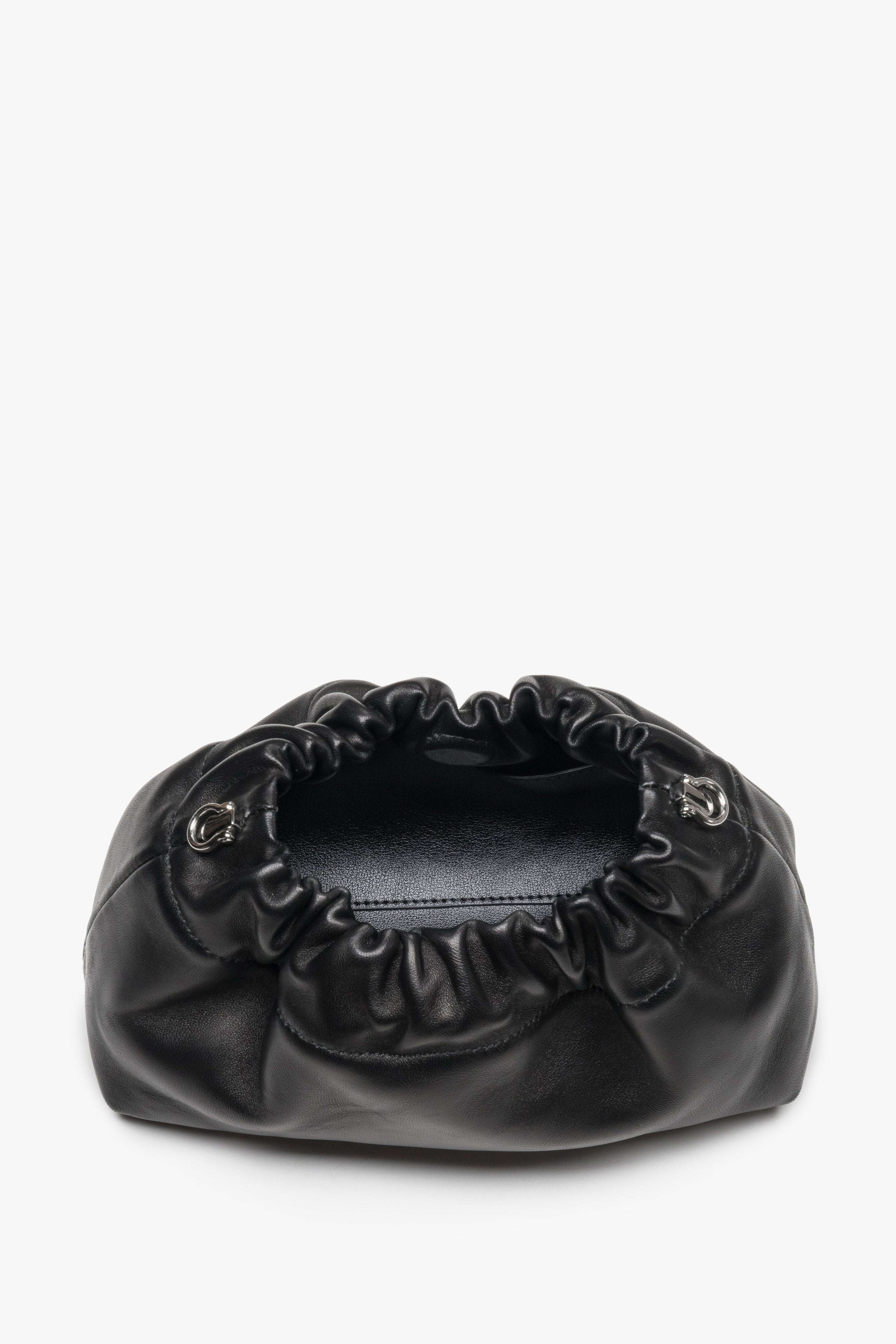 Top view of women's black leather shoulder bag by Estro Selection