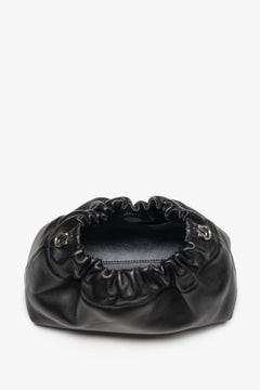 Top view of women's black leather shoulder bag by Estro Selection
