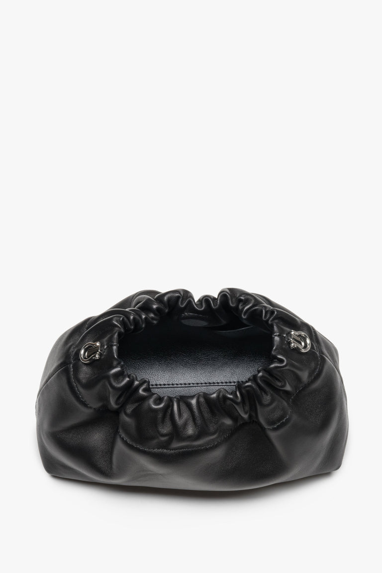 Top view of women's black leather shoulder bag by Estro Selection