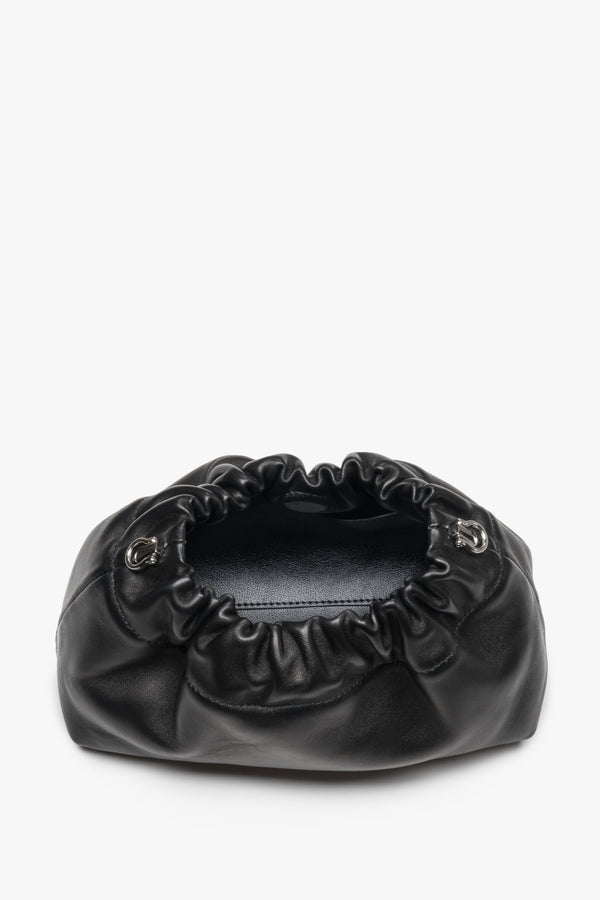 Top view of women's black leather shoulder bag by Estro Selection